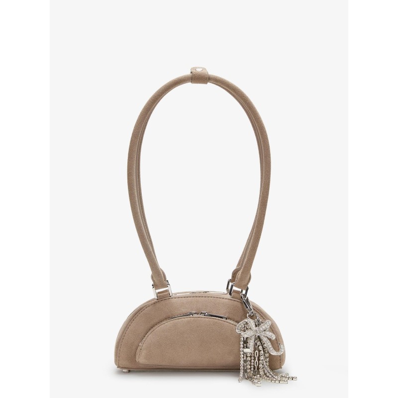Suede shoulder bag with charms