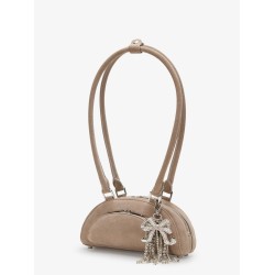 Suede shoulder bag with charms