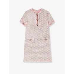 Embroidered ribbon tweed dress