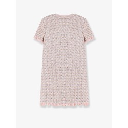 Embroidered ribbon tweed dress