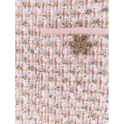 Embroidered ribbon tweed dress