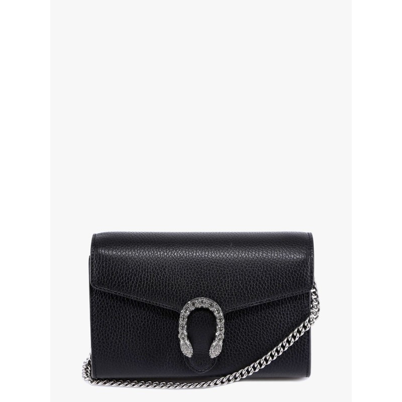 Leather shoulder bag with iconic tiger heads buckle