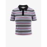 Cotton knit polo shirt with striped motif