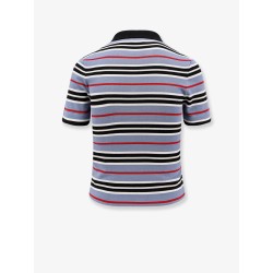 Cotton knit polo shirt with striped motif