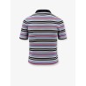Cotton knit polo shirt with striped motif