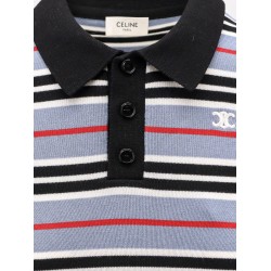 Cotton knit polo shirt with striped motif