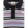 Cotton knit polo shirt with striped motif