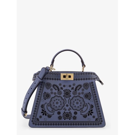 Peekaboo ISeeU Small leather shoulder bag with laser-cut Coral Bandana motif