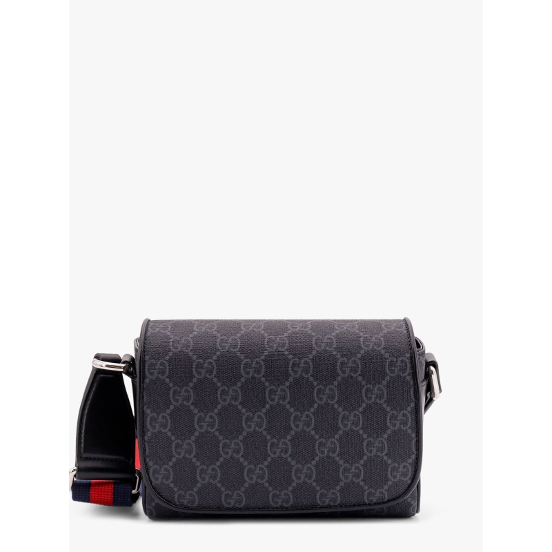 GG supreme fabric and leather shoulder bag