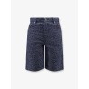 Denim bermuda shorts with all-over FF logo