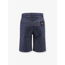 Denim bermuda shorts with all-over FF logo