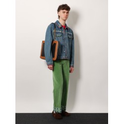 Denim jacket with multicolor embroidery