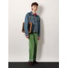 Denim jacket with multicolor embroidery
