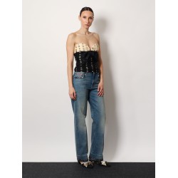 Plusdepois print chiffon top with handmade draping and bow detail