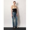 Plusdepois print chiffon top with handmade draping and bow detail