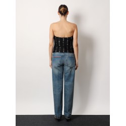Plusdepois print chiffon top with handmade draping and bow detail