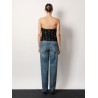 Plusdepois print chiffon top with handmade draping and bow detail