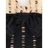 Plusdepois print chiffon top with handmade draping and bow detail