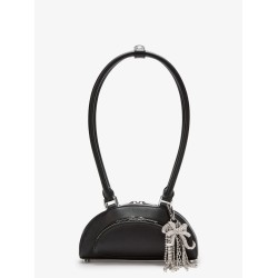 Leather shoulder bag with charms