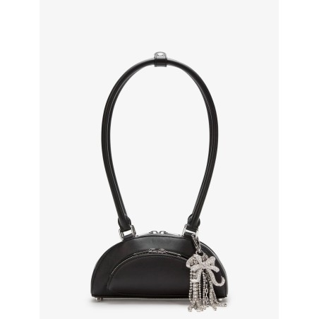 Leather shoulder bag with charms