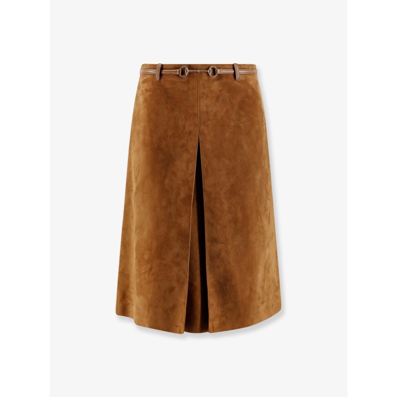 Suede skirt with Horsebit detail