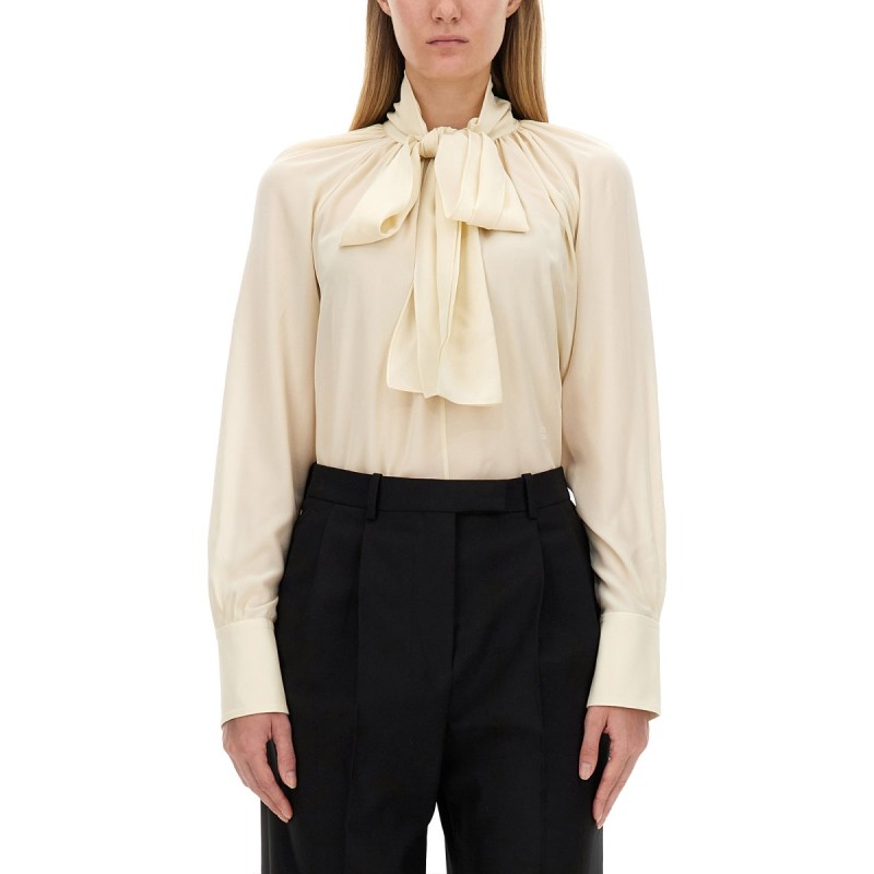 SILK SHIRT WITH LAVALLIÉRE COLLAR