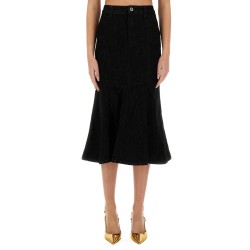 DENIM FLARED MIDI SKIRT