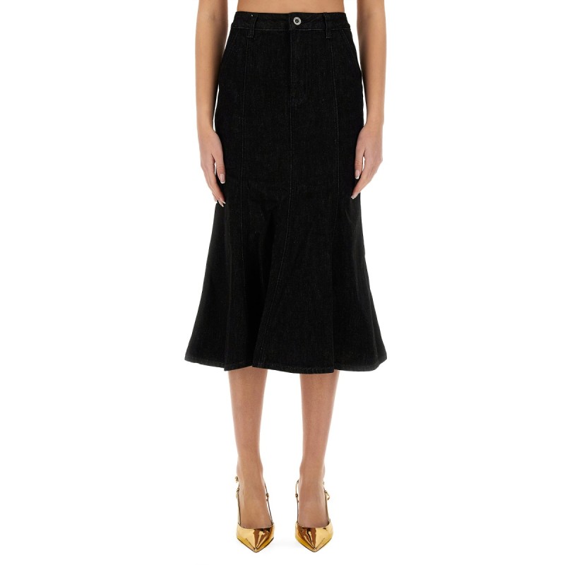 DENIM FLARED MIDI SKIRT
