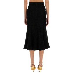 DENIM FLARED MIDI SKIRT