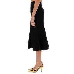 DENIM FLARED MIDI SKIRT