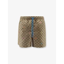 Nylon swim trunks with all-over GG logo