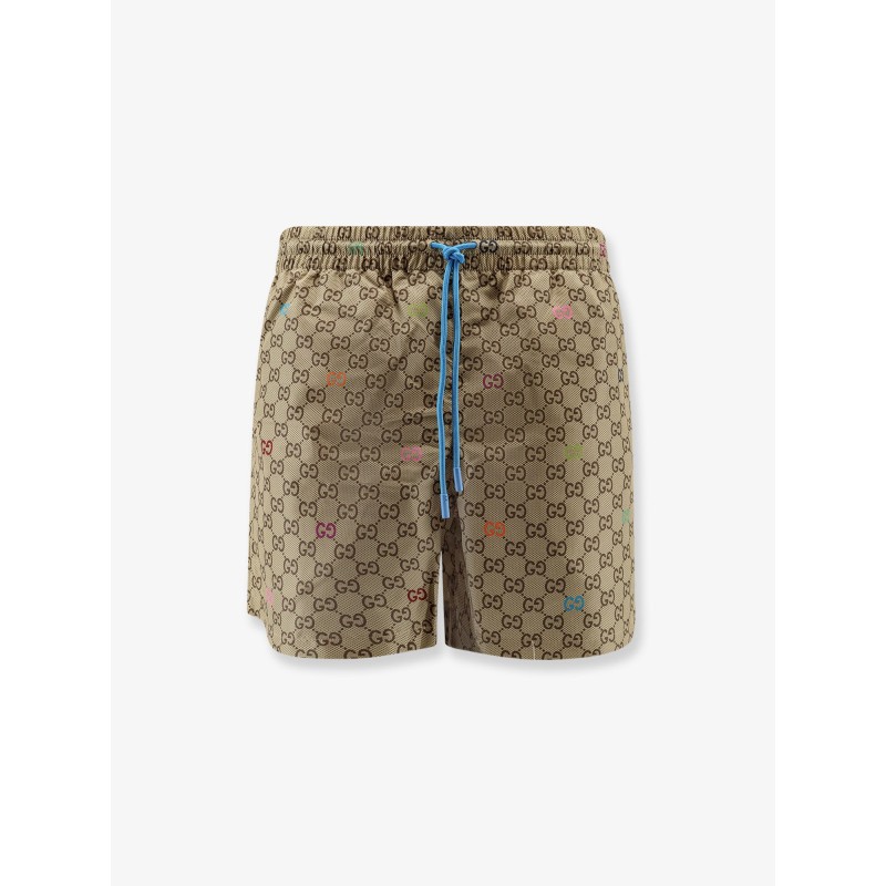 Nylon swim trunks with all-over GG logo