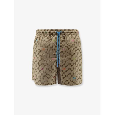 Nylon swim trunks with all-over GG logo