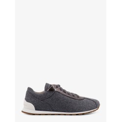 Low-top Wool flannel sneakers with leather profiles