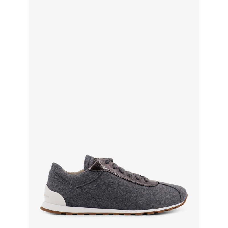 Low-top Wool flannel sneakers with leather profiles