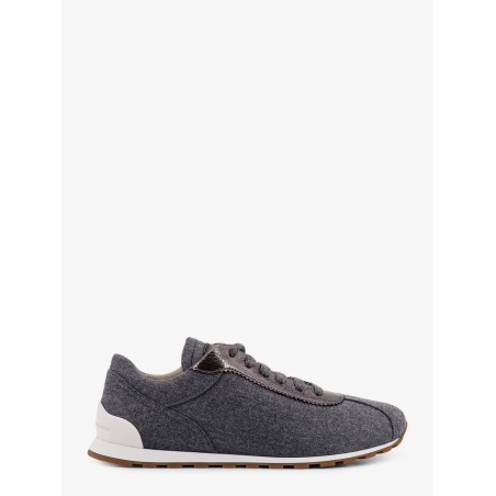 Low-top Wool flannel sneakers with leather profiles