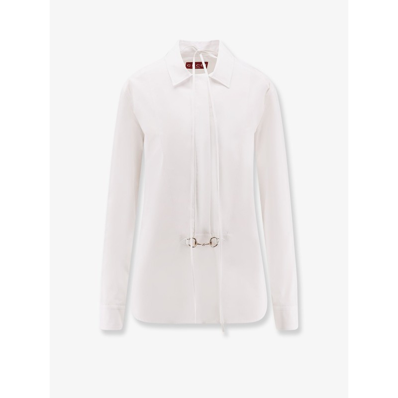 Cotton popeline shirt with iconic metal horsebit