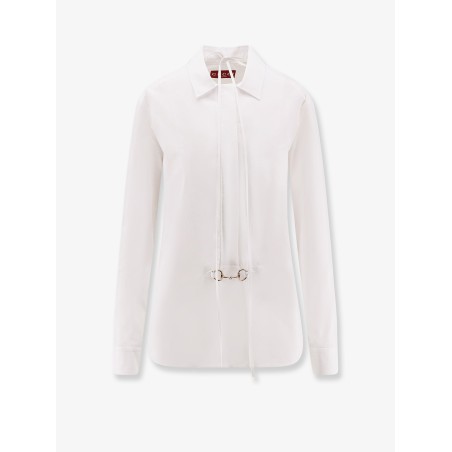 Cotton popeline shirt with iconic metal horsebit