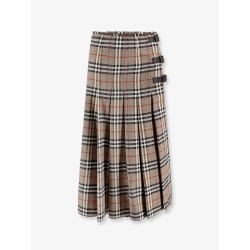 Burberry check print wool long skirt