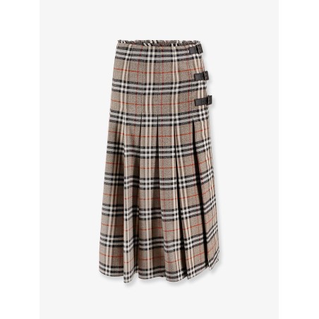 Burberry check print wool long skirt