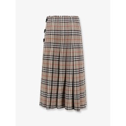 Burberry check print wool long skirt