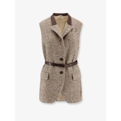 Wool blend vest with leather belt
