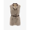 Wool blend vest with leather belt
