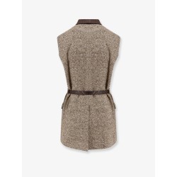 Wool blend vest with leather belt