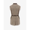 Wool blend vest with leather belt