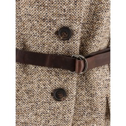 Wool blend vest with leather belt