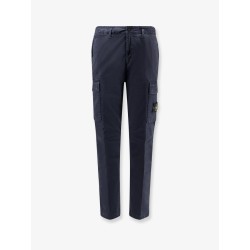 Stretch cotton trousers with iconic logo patch