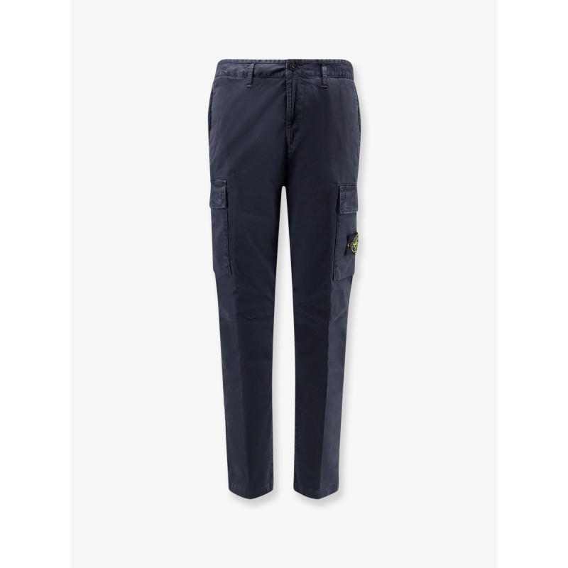 Stretch cotton trousers with iconic logo patch
