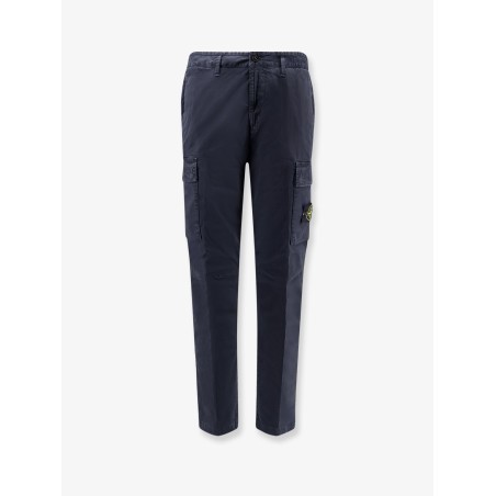 Stretch cotton trousers with iconic logo patch