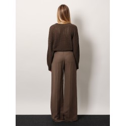 Viscose and linen trouser with frontal pinces